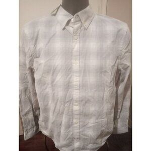 Express Shirt Mens Small S White Gray Plaid Button Up Long Sleeve MSRP $69 New